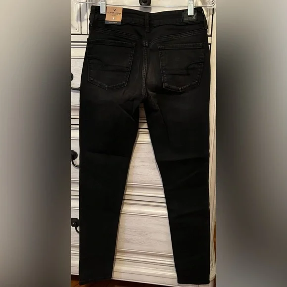 Brand new American Eagle hi rise skinny super stretch worn out black jeans - Picture 2 of 2